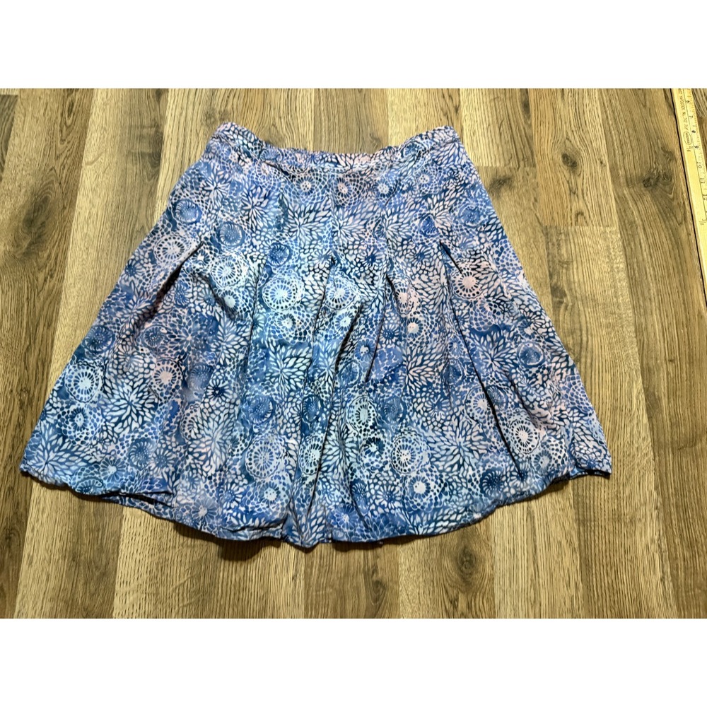 Nomadic Traders Skirt Women Small Blue Batik Boho Floral Pleated Rayon Excellent